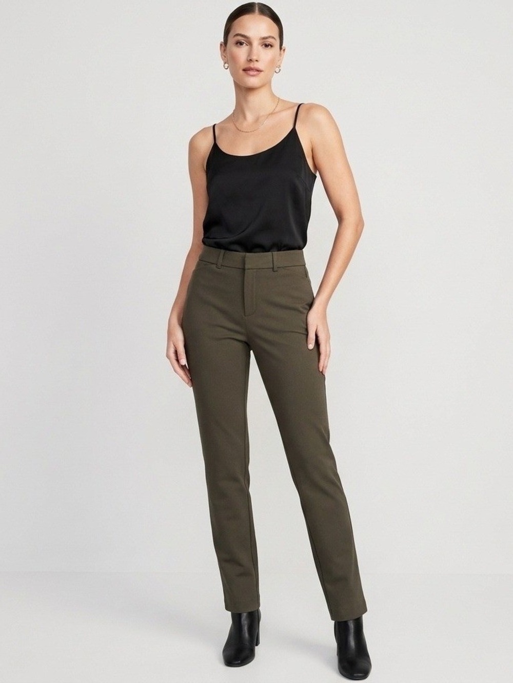 Old Navy Pixie Skinny Ankle Pants 18 High Rise olive green Secret Smooth Work